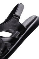 Kadın Siyah Bilekten Bantlı Deri Comfort Sandalet | Derimod Kadın Siyah Bilekten Bantlı Deri Comfort Sandalet | Derimod