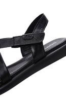 Kadın Siyah Bilekten Bantlı Deri Comfort Sandalet | Derimod Kadın Siyah Bilekten Bantlı Deri Comfort Sandalet | Derimod