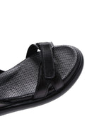 Kadın Siyah Bantlı Deri Comfort Sandalet | Derimod Kadın Siyah Bantlı Deri Comfort Sandalet | Derimod