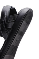 Kadın Siyah Bantlı Deri Comfort Sandalet | Derimod Kadın Siyah Bantlı Deri Comfort Sandalet | Derimod