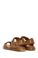 Women's Tan Strap Leather Comfort Sandals | Derimod Women's Tan Strap Leather Comfort Sandals | Derimod