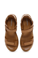 Women's Tan Strap Leather Comfort Sandals | Derimod Women's Tan Strap Leather Comfort Sandals | Derimod