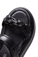 Kadın Siyah Bilekten Bantlı Deri Comfort Sandalet | Derimod Kadın Siyah Bilekten Bantlı Deri Comfort Sandalet | Derimod
