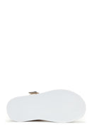 Kadın Bej Bilekten Bantlı Deri Comfort Sandalet | Derimod Kadın Bej Bilekten Bantlı Deri Comfort Sandalet | Derimod