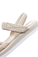 Kadın Bej Bilekten Bantlı Deri Comfort Sandalet | Derimod Kadın Bej Bilekten Bantlı Deri Comfort Sandalet | Derimod