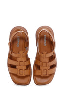 Women's Tan Ankle Strap Leather Comfort Sandals | Derimod Women's Tan Ankle Strap Leather Comfort Sandals | Derimod