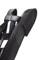 Kadın Siyah Çift Bantlı Deri Comfort Sandalet | Derimod Kadın Siyah Çift Bantlı Deri Comfort Sandalet | Derimod