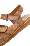 Women's Tan Double Strap Leather Comfort Sandals | Derimod Women's Tan Double Strap Leather Comfort Sandals | Derimod