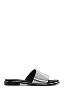 Women's Silver Leather Slippers | Derimod Women's Silver Leather Slippers | Derimod