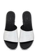 Women's Silver Leather Slippers | Derimod Women's Silver Leather Slippers | Derimod