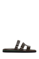 Women's Green Leather Comfort Slippers | Derimod Women's Green Leather Comfort Slippers | Derimod