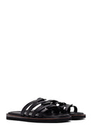 Women's Black Leather Comfort Slippers | Derimod Women's Black Leather Comfort Slippers | Derimod