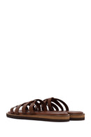 Women's Brown Leather Comfort Slippers | Derimod Women's Brown Leather Comfort Slippers | Derimod