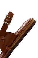 Women's Tan Ankle Strap Leather Comfort Sandals | Derimod Women's Tan Ankle Strap Leather Comfort Sandals | Derimod