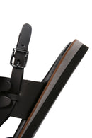 Women's Black Ankle Strap Flip Flop Leather Comfort Sandals | Derimod Women's Black Ankle Strap Flip Flop Leather Comfort Sandals | Derimod