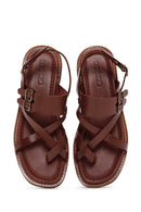 Kadın Taba Bilekten Bantlı Parmak Arası Deri Comfort Sandalet | Derimod Kadın Taba Bilekten Bantlı Parmak Arası Deri Comfort Sandalet | Derimod