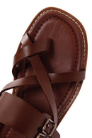 Kadın Taba Bilekten Bantlı Parmak Arası Deri Comfort Sandalet | Derimod Kadın Taba Bilekten Bantlı Parmak Arası Deri Comfort Sandalet | Derimod