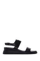Kadın Siyah Bilekten Bantlı Deri Comfort Sandalet | Derimod Kadın Siyah Bilekten Bantlı Deri Comfort Sandalet | Derimod