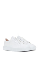Women's White Lace-Up Leather Sneaker | Derimod Women's White Lace-Up Leather Sneaker | Derimod
