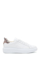 Women's White Lace-Up Leather Sneaker | Derimod Women's White Lace-Up Leather Sneaker | Derimod