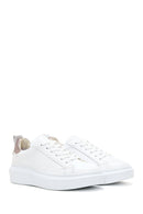 Women's White Lace-Up Leather Sneaker | Derimod Women's White Lace-Up Leather Sneaker | Derimod
