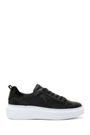 Women's Black Lace-Up Leather Sneaker | Derimod Women's Black Lace-Up Leather Sneaker | Derimod