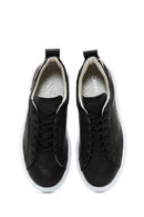 Women's Black Lace-Up Leather Sneaker | Derimod Women's Black Lace-Up Leather Sneaker | Derimod