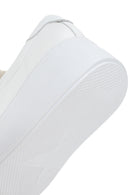 Women's White Thick Sole Side Zipper Leather Sneaker | Derimod Women's White Thick Sole Side Zipper Leather Sneaker | Derimod