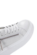 Kadın Gümüş Kalın Tabanlı Yandan Fermuarlı Deri Sneaker | Derimod Kadın Gümüş Kalın Tabanlı Yandan Fermuarlı Deri Sneaker | Derimod
