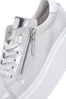 Kadın Gümüş Kalın Tabanlı Yandan Fermuarlı Deri Sneaker | Derimod Kadın Gümüş Kalın Tabanlı Yandan Fermuarlı Deri Sneaker | Derimod