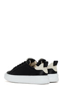 Women's Black Lace-up Leather Sneaker with Accessory Detail | Derimod Women's Black Lace-up Leather Sneaker with Accessory Detail | Derimod