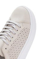 Kadın Bej Kalın Tabanlı Bağcıklı Deri Sneaker | Derimod Kadın Bej Kalın Tabanlı Bağcıklı Deri Sneaker | Derimod