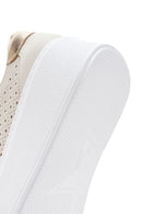 Kadın Bej Kalın Tabanlı Bağcıklı Deri Sneaker | Derimod Kadın Bej Kalın Tabanlı Bağcıklı Deri Sneaker | Derimod