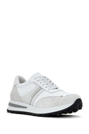 Kadın Beyaz Bağcıklı Deri Sneaker | Derimod Kadın Beyaz Bağcıklı Deri Sneaker | Derimod