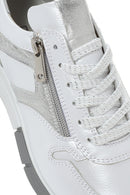 Kadın Beyaz Bağcıklı Yandan Fermuarlı Deri Sneaker | Derimod Kadın Beyaz Bağcıklı Yandan Fermuarlı Deri Sneaker | Derimod