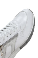 Kadın Beyaz Bağcıklı Yandan Fermuarlı Deri Sneaker | Derimod Kadın Beyaz Bağcıklı Yandan Fermuarlı Deri Sneaker | Derimod