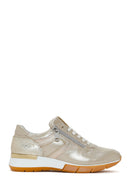 Women's Gold Laced Side Zipper Leather Sneaker | Derimod Women's Gold Laced Side Zipper Leather Sneaker | Derimod
