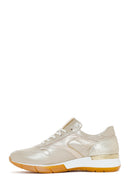 Women's Gold Laced Side Zipper Leather Sneaker | Derimod Women's Gold Laced Side Zipper Leather Sneaker | Derimod