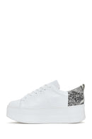 Kadın Beyaz Kalın Tabanlı Bağcıklı Deri Sneaker | Derimod Kadın Beyaz Kalın Tabanlı Bağcıklı Deri Sneaker | Derimod