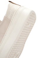 Kadın Bej Kalın Tabanlı Bağcıklı Deri Sneaker | Derimod Kadın Bej Kalın Tabanlı Bağcıklı Deri Sneaker | Derimod