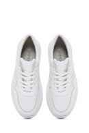 Women's White Lace-up Thick-Sole Leather Sneaker | Derimod Women's White Lace-up Thick-Sole Leather Sneaker | Derimod