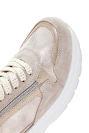 Kadın Bej Dolgu Topuklu Bağcıklı Deri Sneaker | Derimod Kadın Bej Dolgu Topuklu Bağcıklı Deri Sneaker | Derimod