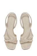 Kadın Beyaz Bantlı İnce Topuklu Deri Sandalet | Derimod Kadın Beyaz Bantlı İnce Topuklu Deri Sandalet | Derimod