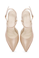 Kadın Altın Bilekten Bantlı Topuklu Deri Ayakkabı | Derimod Kadın Altın Bilekten Bantlı Topuklu Deri Ayakkabı | Derimod