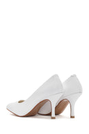 Women's White Thin Heeled Leather Stiletto | Derimod Women's White Thin Heeled Leather Stiletto | Derimod