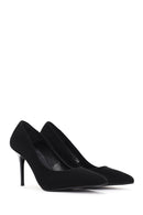 Women's Black High Heel Suede Leather Stiletto | Derimod Women's Black High Heel Suede Leather Stiletto | Derimod