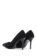 Women's Black High Heel Suede Leather Stiletto | Derimod Women's Black High Heel Suede Leather Stiletto | Derimod