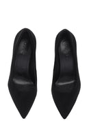 Women's Black High Heel Suede Leather Stiletto | Derimod Women's Black High Heel Suede Leather Stiletto | Derimod