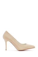 Women's Beige Heeled Leather Stiletto | Derimod Women's Beige Heeled Leather Stiletto | Derimod