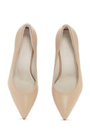Women's Beige Heeled Leather Stiletto | Derimod Women's Beige Heeled Leather Stiletto | Derimod